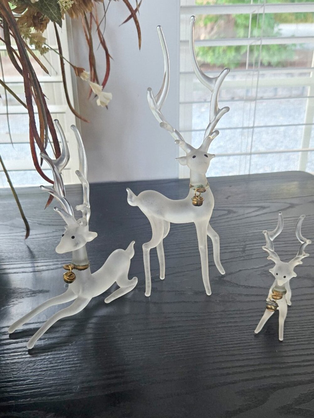 Vintage Frosted Silvestri Glass Reindeer , set of 3